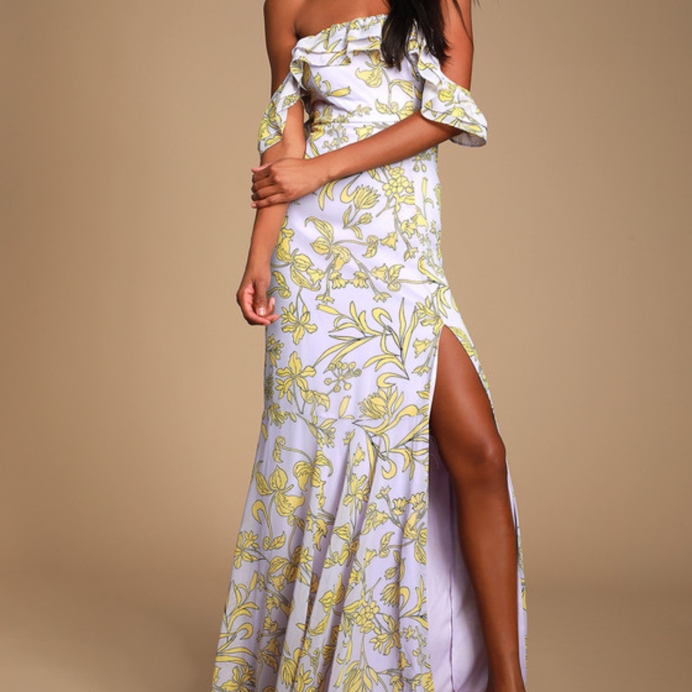 Adelaide Lavender Floral Off-the-Shoulder Maxi